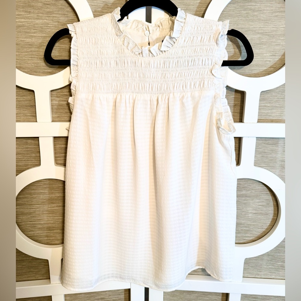 ANN TAYLOR, Simply Smocked Ivory (Lined) Top, SZ- Small *Like New!